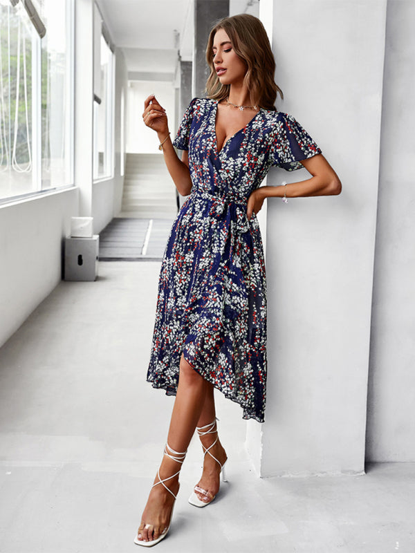 Printed Flowy Dress Holiday Swing dress BLUE ZONE PLANET