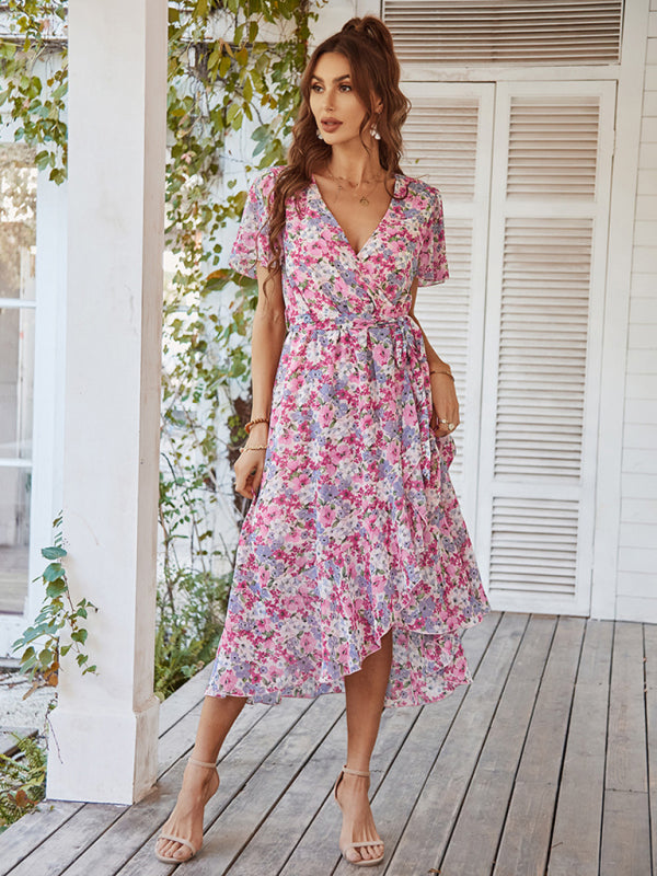 Printed Flowy Dress Holiday Swing dress BLUE ZONE PLANET