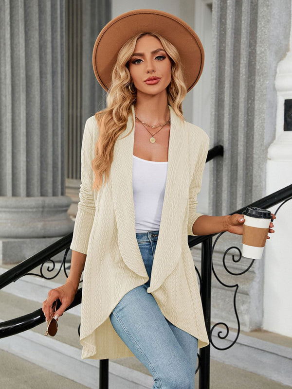 Blue Zone Planet | Long Sleeve Loose Collar Cardigan Top Knitted Jacket BLUE ZONE PLANET