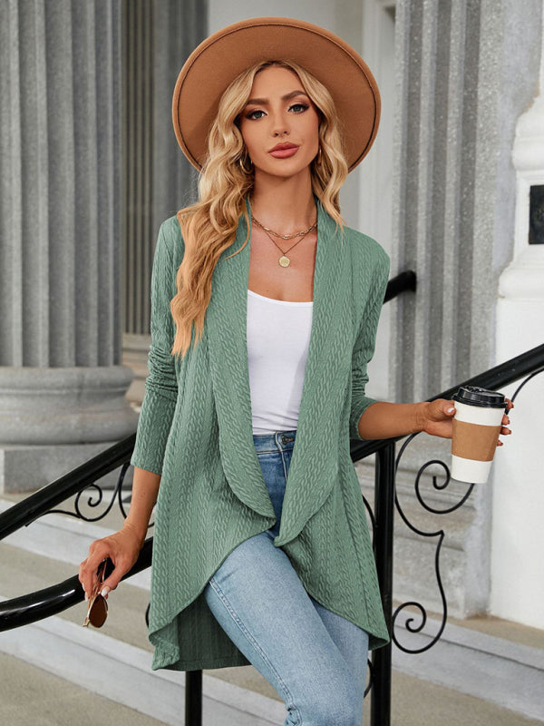Blue Zone Planet | Long Sleeve Loose Collar Cardigan Top Knitted Jacket BLUE ZONE PLANET