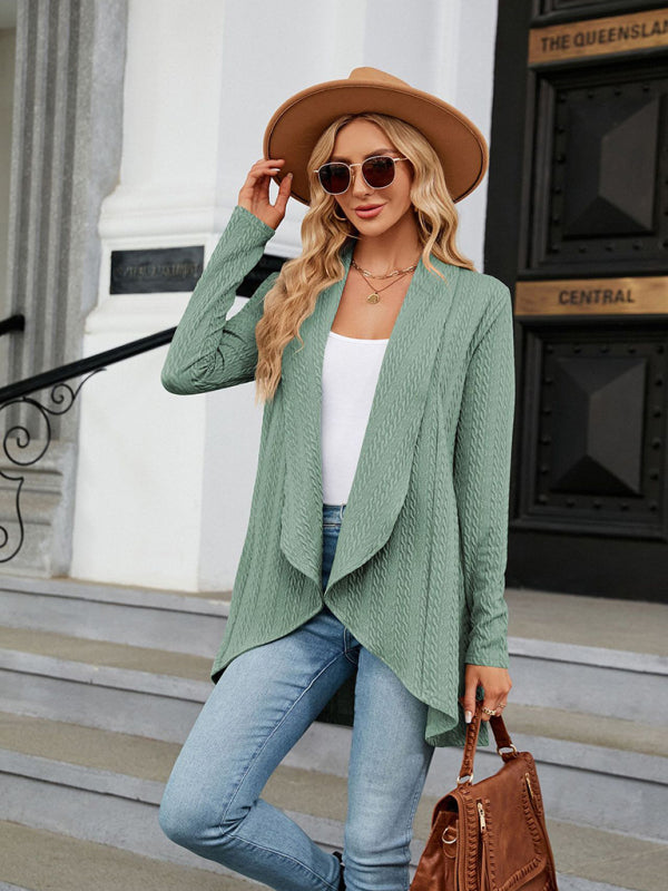 Blue Zone Planet | Long Sleeve Loose Collar Cardigan Top Knitted Jacket BLUE ZONE PLANET