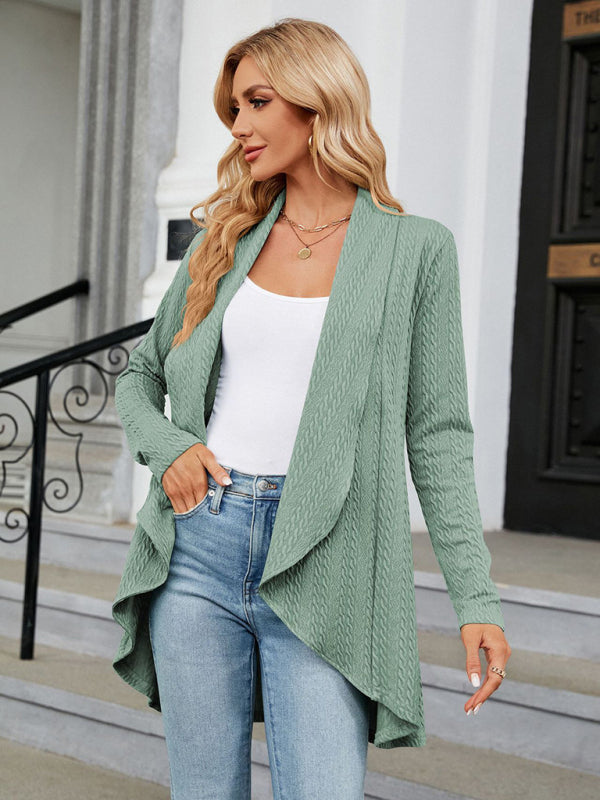 Blue Zone Planet | Long Sleeve Loose Collar Cardigan Top Knitted Jacket BLUE ZONE PLANET