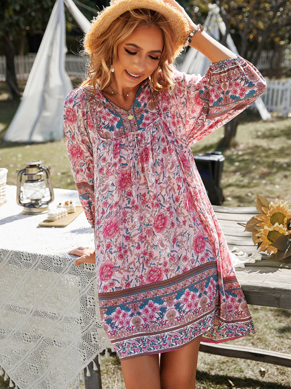 Bohemian Orientation Print Resort Style Ladies Dress kakaclo