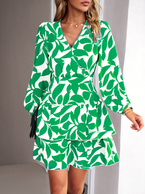 Blue Zone Planet | Mia's Printed V-Neck Mini Dress BLUE ZONE PLANET