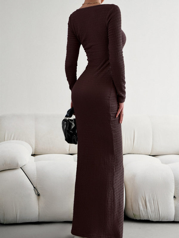 Blue Zone Planet | New Ladies Fit Square Neck Long Sleeve Knitted Dress BLUE ZONE PLANET