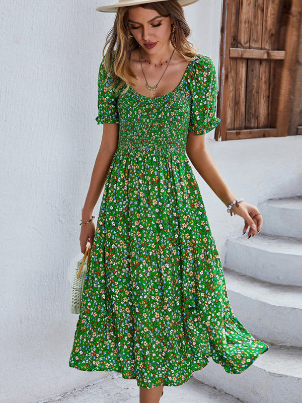 Blue Zone Planet | Boho Print Round Neck Swing Skirt Dress BLUE ZONE PLANET