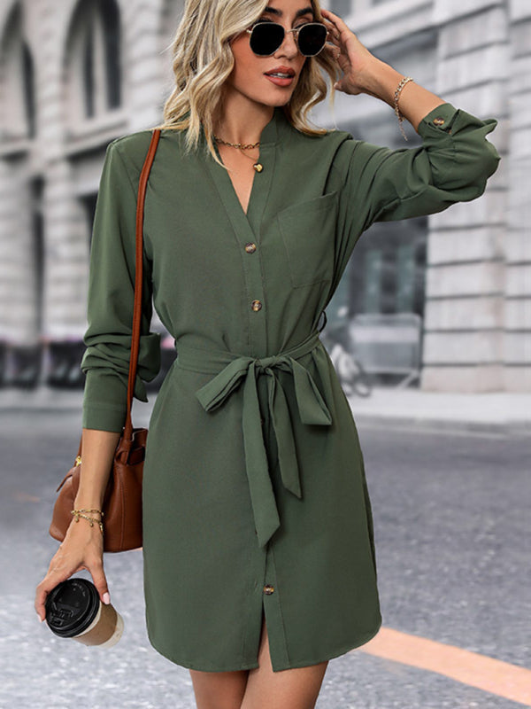 Blue Zone Planet | solid color long-sleeved dress BLUE ZONE PLANET