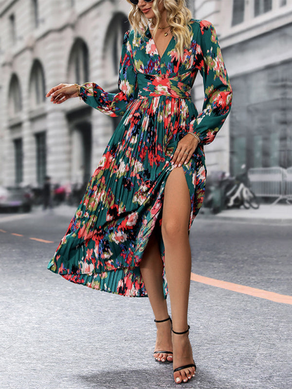 printed long-sleeved high-end dress BLUE ZONE PLANET