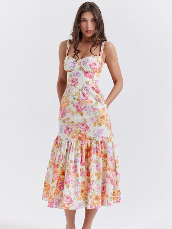 Sling Dress Floral A Swing Cake Dress Women kakaclo