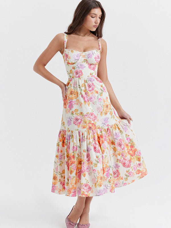 Sling Dress Floral A Swing Cake Dress Women kakaclo