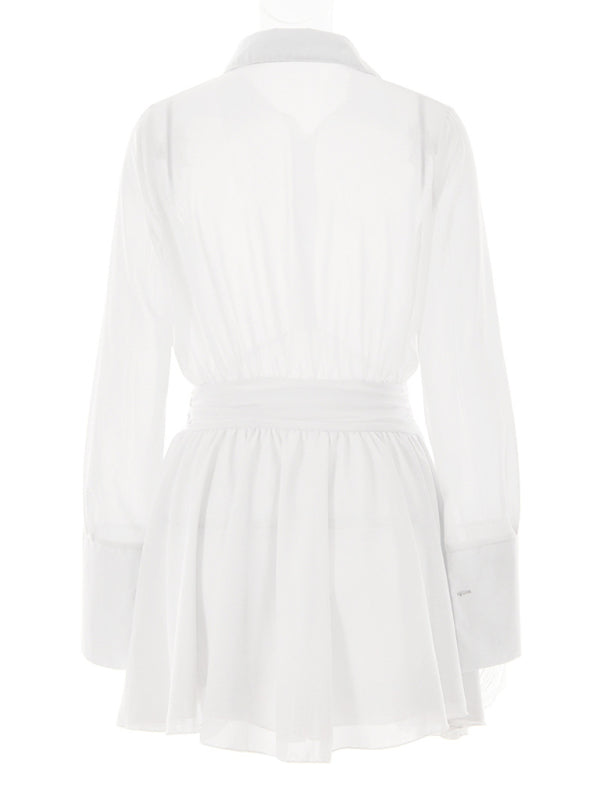 Blue Zone Planet |  Zoe's Chic Single-Breasted Lapel Mini Dress with Ruffle Hem BLUE ZONE PLANET