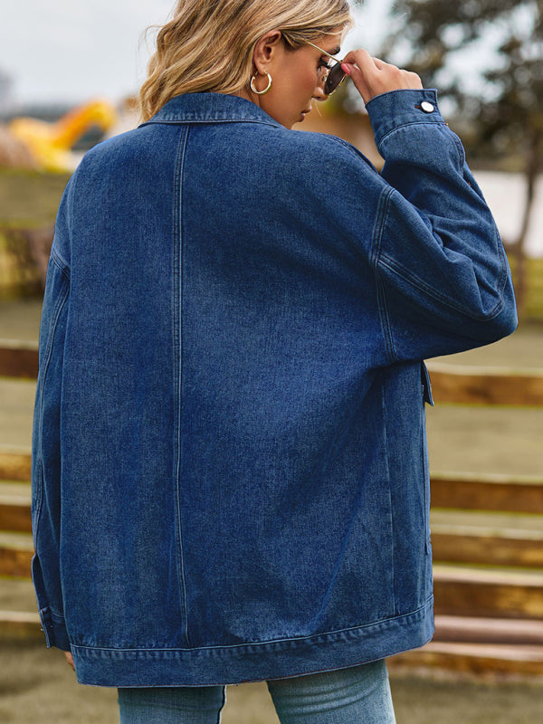 Blue Zone Planet | all-match slim retro classic loose denim jacket top BLUE ZONE PLANET
