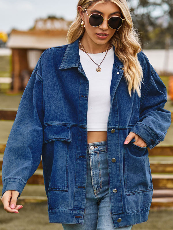 Blue Zone Planet | all-match slim retro classic loose denim jacket top BLUE ZONE PLANET