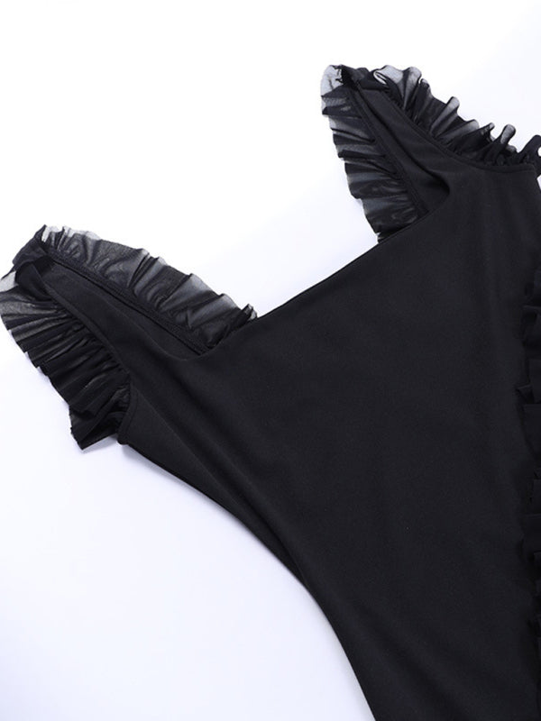 Blue Zone Planet | Ava's High Slit Ruffle Bodycon Sling Floor-Length Dress BLUE ZONE PLANET