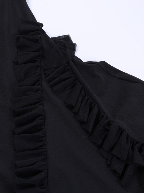 Blue Zone Planet | Ava's High Slit Ruffle Bodycon Sling Floor-Length Dress BLUE ZONE PLANET