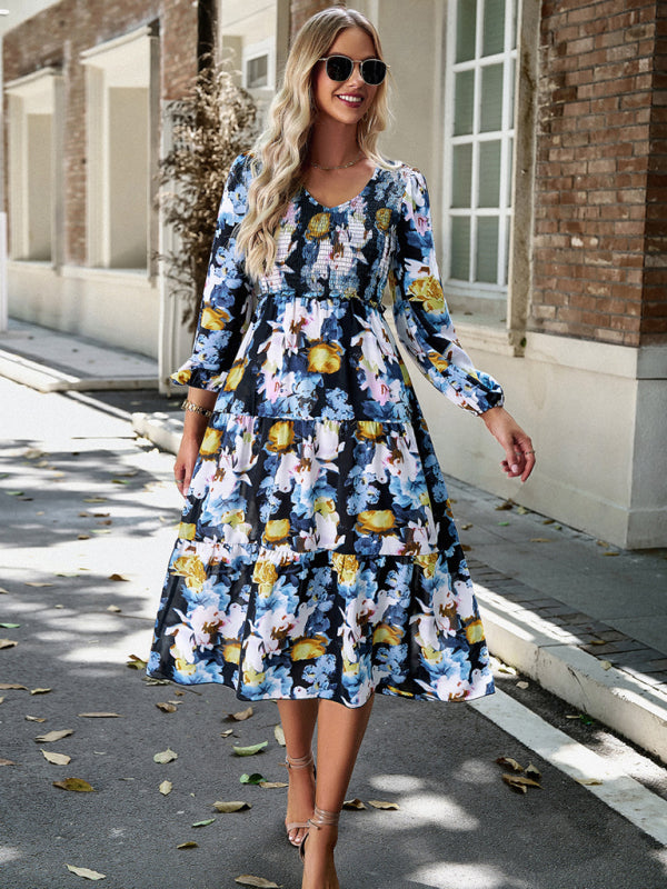 Women's new style elegant V-neck long skirt BLUE ZONE PLANET