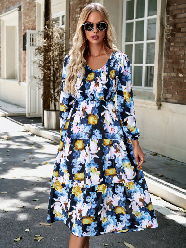 Women's new style elegant V-neck long skirt BLUE ZONE PLANET