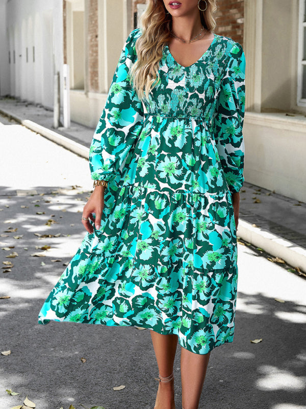 Women's new style elegant V-neck long skirt BLUE ZONE PLANET