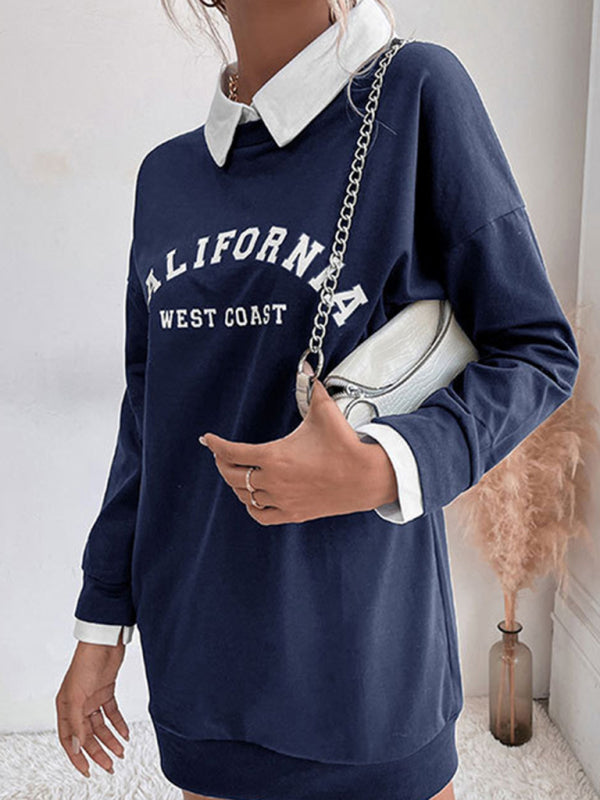 Blue Zone Planet | long-sleeved lapel stitching sweater dress BLUE ZONE PLANET
