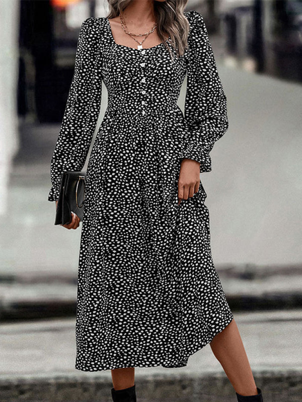Blue Zone Planet | Square Neck Printed Dress BLUE ZONE PLANET