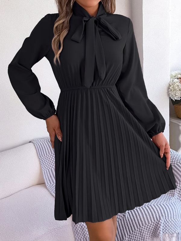 Blue Zone Planet | Autumn and winter tie waist long sleeve pleated skirt BLUE ZONE PLANET