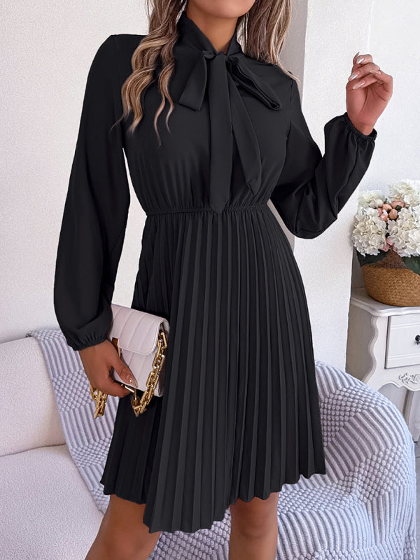Blue Zone Planet | Autumn and winter tie waist long sleeve pleated skirt BLUE ZONE PLANET