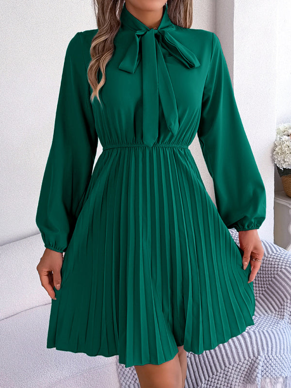 Blue Zone Planet | Autumn and winter tie waist long sleeve pleated skirt BLUE ZONE PLANET