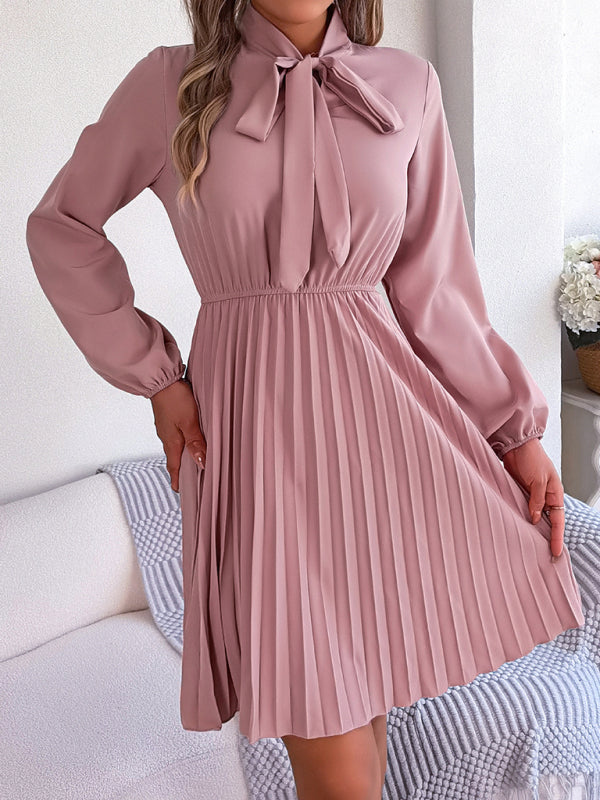 Blue Zone Planet | Autumn and winter tie waist long sleeve pleated skirt BLUE ZONE PLANET