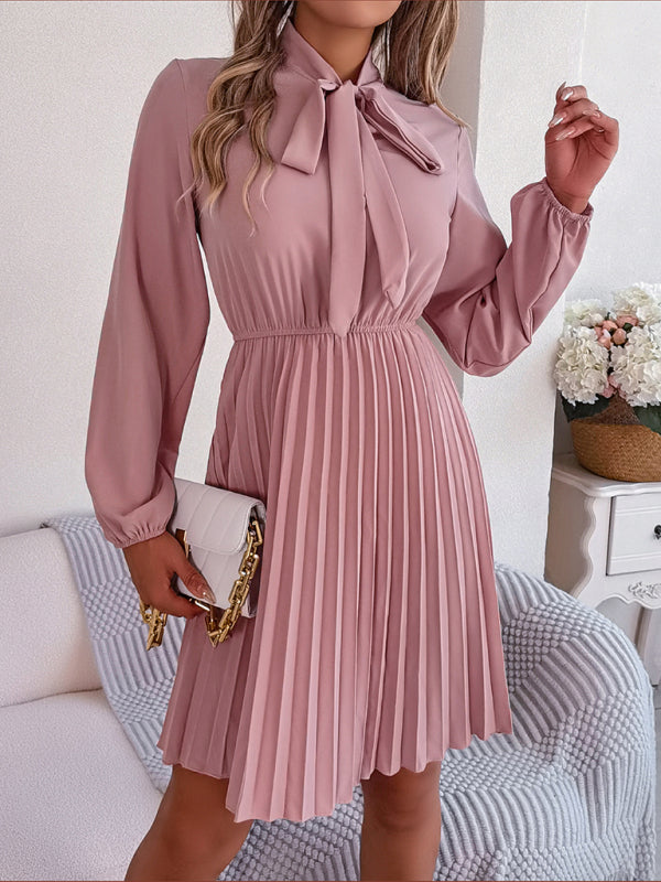 Blue Zone Planet | Autumn and winter tie waist long sleeve pleated skirt BLUE ZONE PLANET