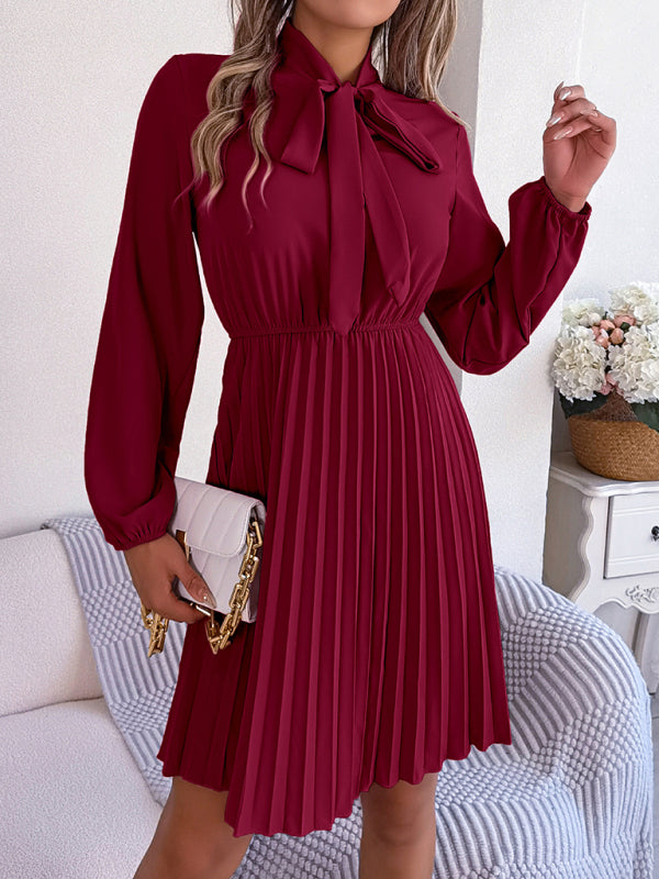 Blue Zone Planet | Autumn and winter tie waist long sleeve pleated skirt BLUE ZONE PLANET