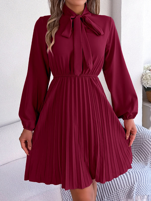 Blue Zone Planet | Autumn and winter tie waist long sleeve pleated skirt BLUE ZONE PLANET