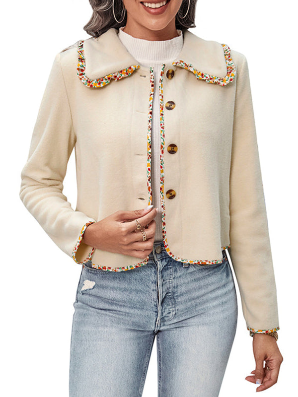 Long Sleeve Lace Solid Color Jacket kakaclo