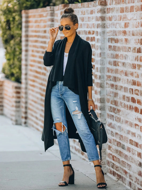 Long Style Personalized Fashion Temperament OL Tongle Knitted Jacket kakaclo