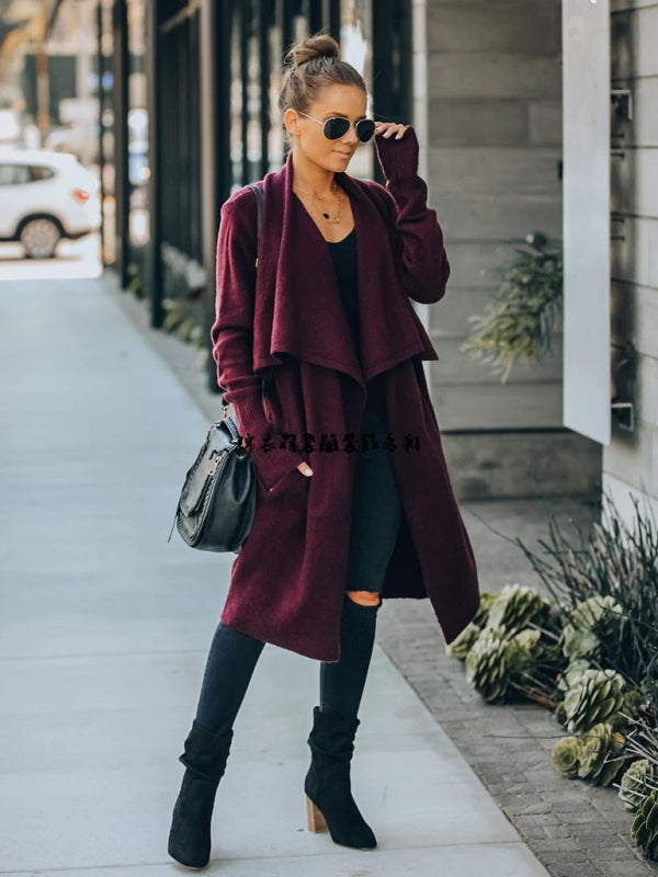 Long Style Personalized Fashion Temperament OL Tongle Knitted Jacket kakaclo