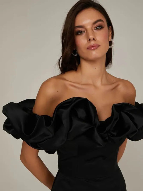 New solid color tube top floor shoulder dress kakaclo
