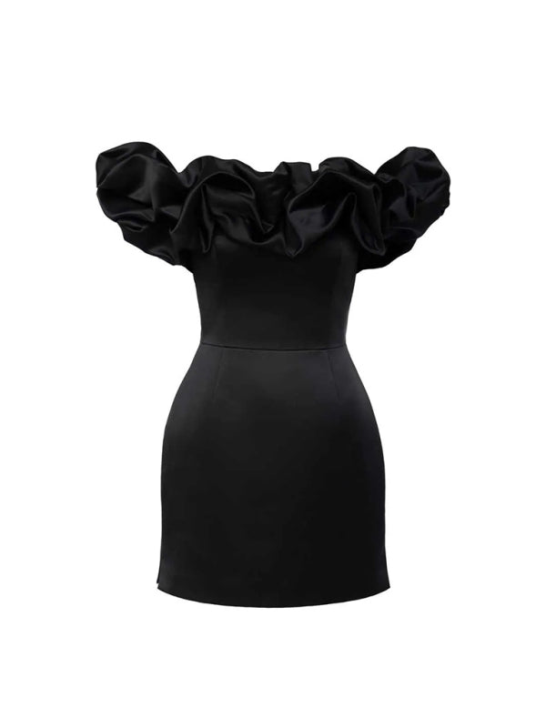 New solid color tube top floor shoulder dress kakaclo