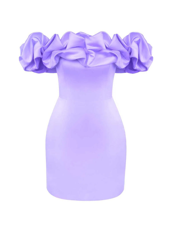 New solid color tube top floor shoulder dress kakaclo