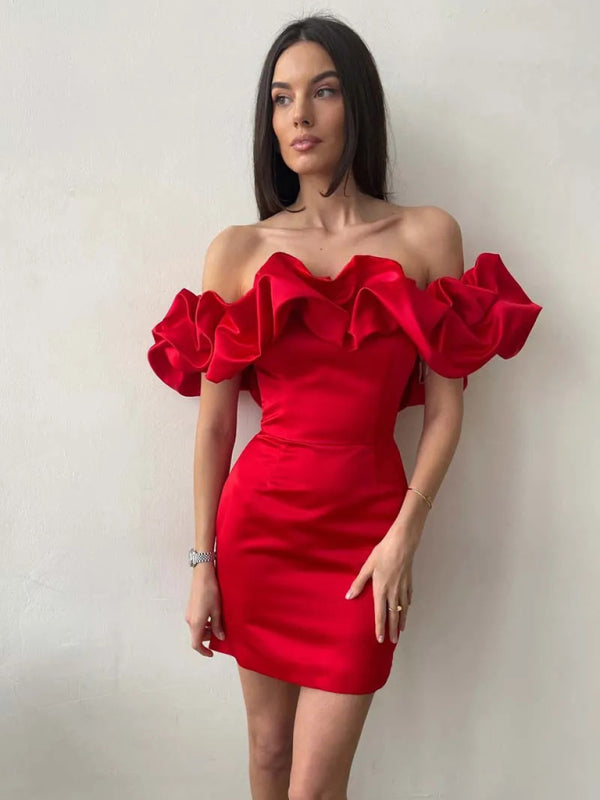New solid color tube top floor shoulder dress kakaclo