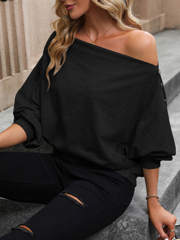 bateau neck off-shoulder knitted top BLUE ZONE PLANET