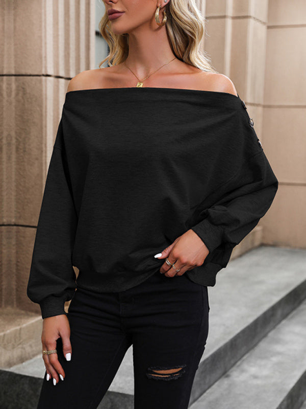 bateau neck off-shoulder knitted top BLUE ZONE PLANET