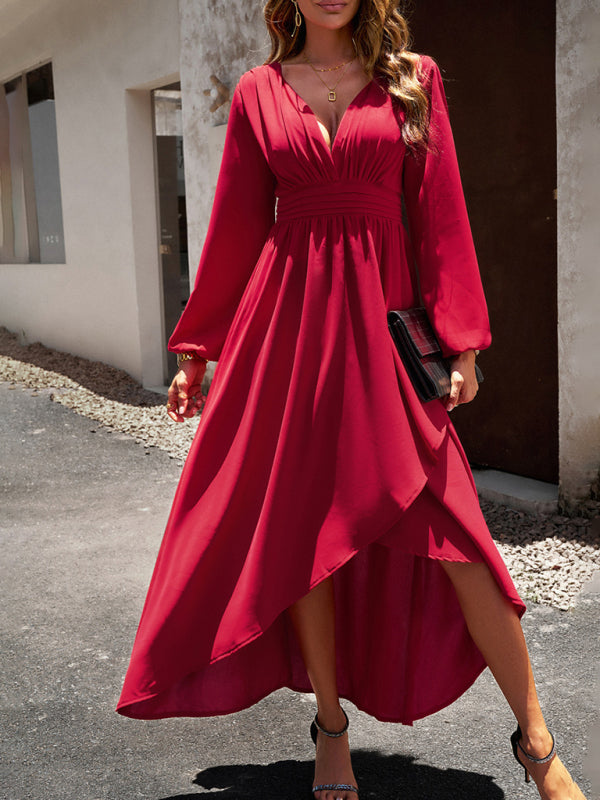 long sleeve maxi dress sexy Alexandra Plunging Neckline Long Sleeve Maxi Dress Black / M