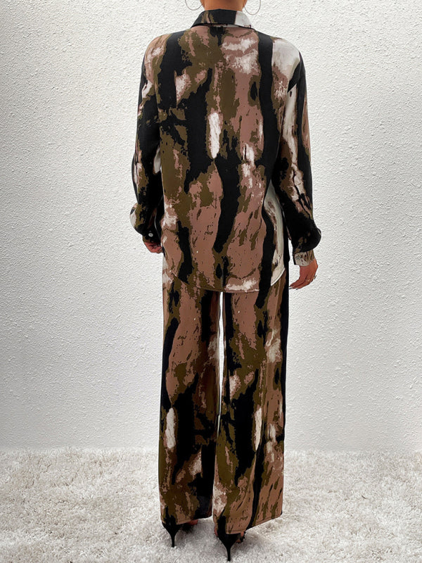 Blue Zone Planet | printed long-sleeved tops and trousers two pieces set BLUE ZONE PLANET