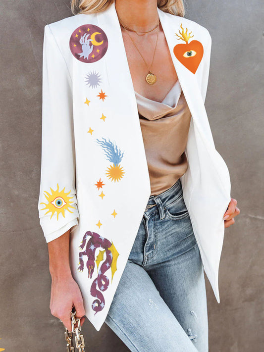 printed slim long sleeve blazer BLUE ZONE PLANET