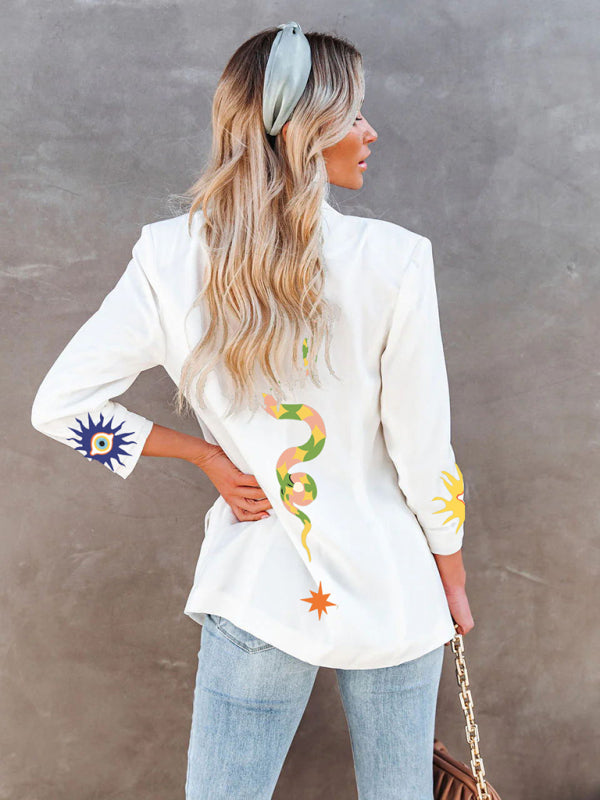 printed slim long sleeve blazer BLUE ZONE PLANET