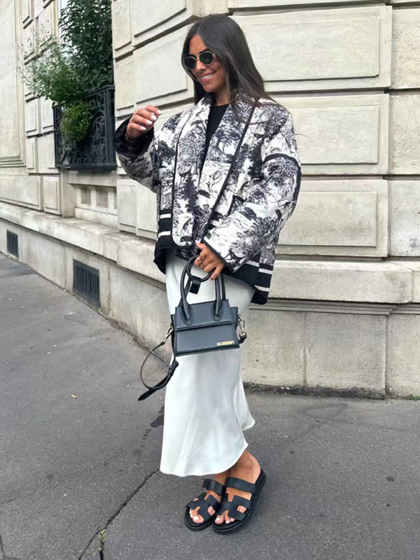 printed cotton-padded jacket with double pockets kakaclo