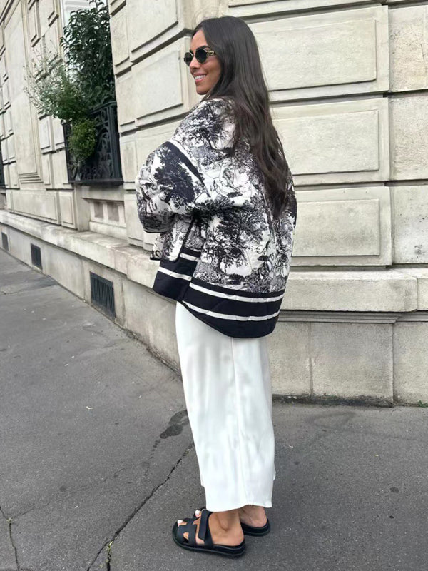 printed cotton-padded jacket with double pockets kakaclo