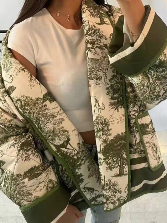 printed cotton-padded jacket with double pockets kakaclo