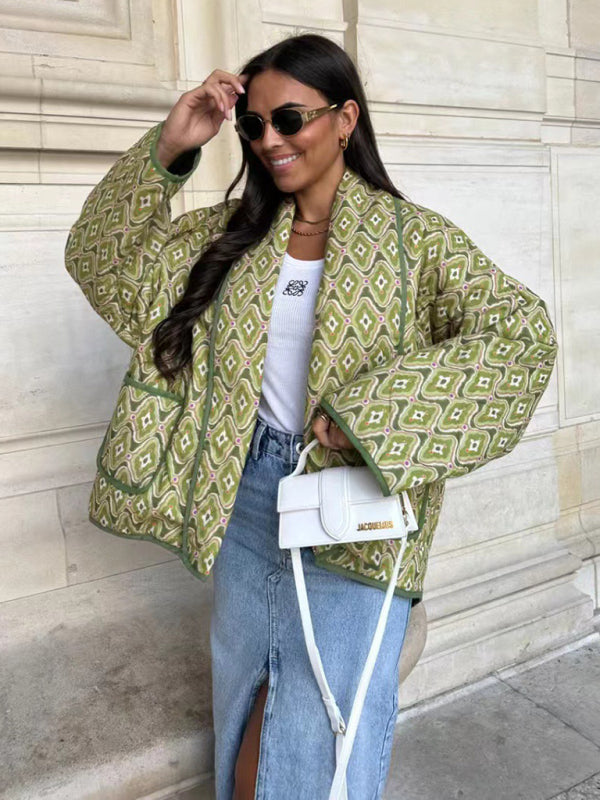 printed cotton-padded jacket with double pockets kakaclo