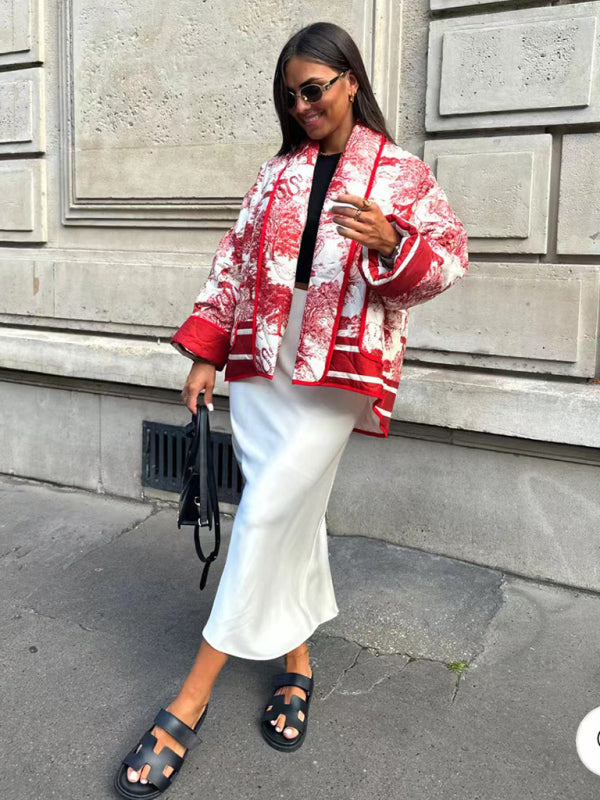 printed cotton-padded jacket with double pockets kakaclo