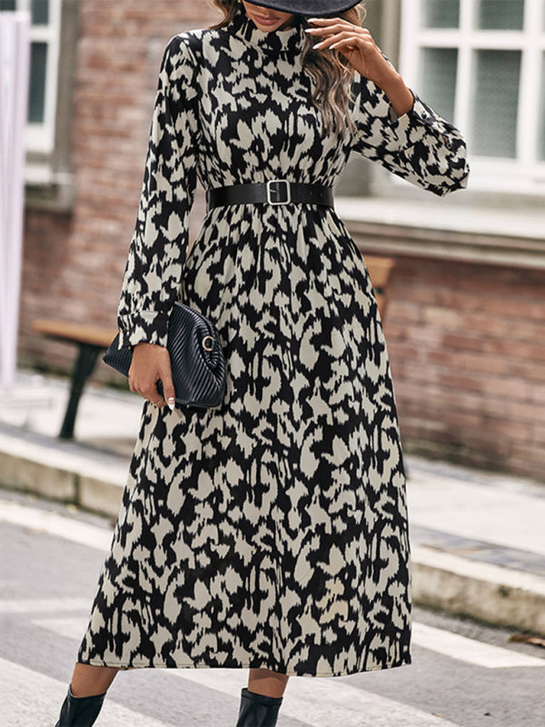 Blue Zone Planet | Elegant Long Sleeve Leopard Print Dress BLUE ZONE PLANET